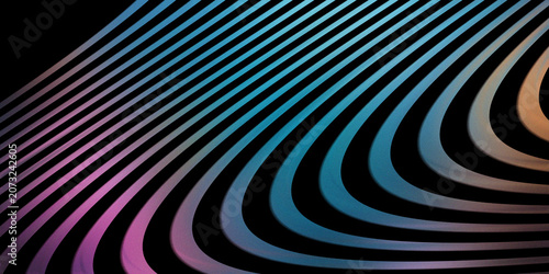 Multicolor dynamic striped abstract background on black