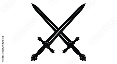 Fotografie Crossed swords silhouette on a white background black and white design