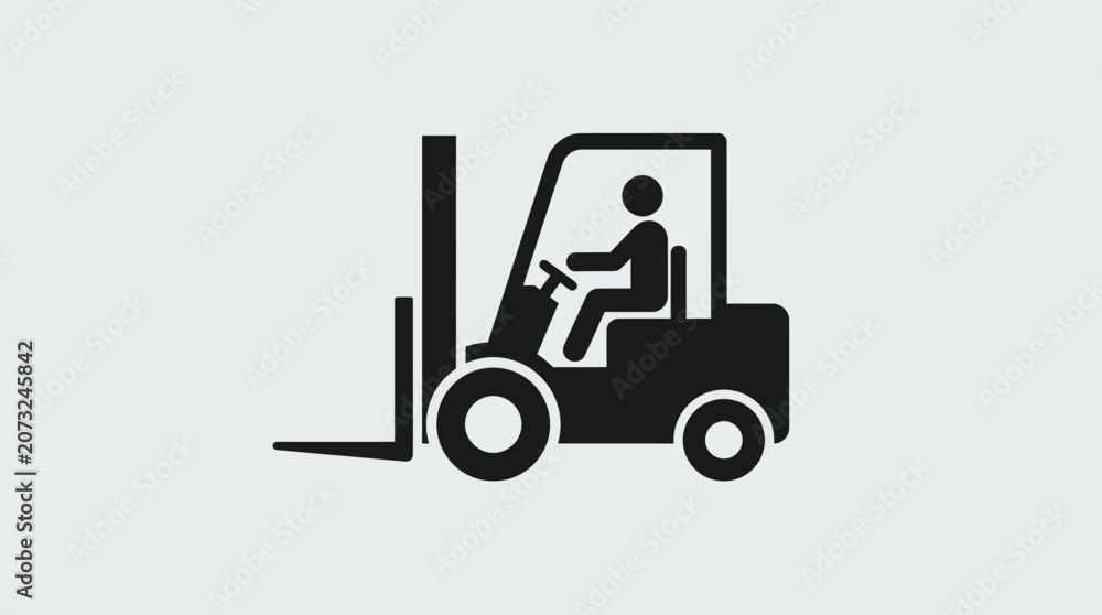 Fototapeta premium Simple forklift icon, minimalist vector design.