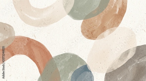 Abstract organic shapes watercolor art background with earthy pastel tones
