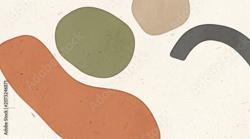 Minimalist abstract watercolor design featuring earthy toned organic shapes