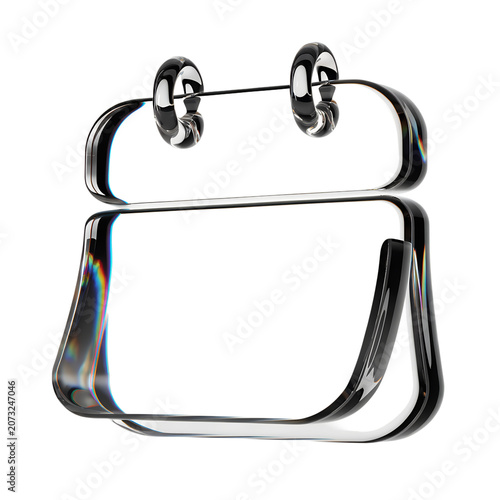 Floating glass calendar icon, isolated on transparent background