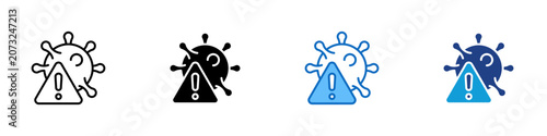 Obraz na płótnie Infection Alert Multiple Style Icon Design Vector - Virus with warning sign repr