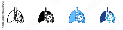 Foto Respiratory Infection Multiple Style Icon Design Vector - Lungs with virus repre