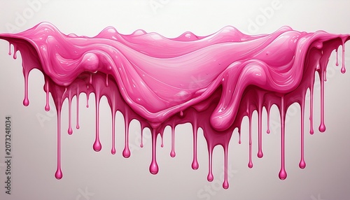 pink slime dripping down in isolation on a white background