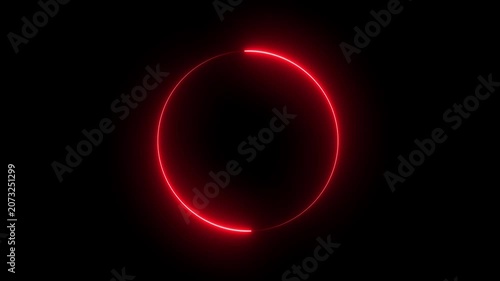 A glowing neon red circle emits radiant energy in a dark background, creating a futuristic, digital, and minimalist visual often seen in loading or progress 4k animations.