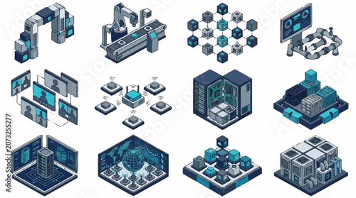 Isometric Technology Data Center Network Infrastructure.
