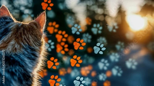 Epic Pet Care Veterinary Background for Animal Welfare News and Adoption Story, Magical Cat Paw Bokeh for Veterinary Clinic Branding and Heartwarming Loss Storytelling Concept