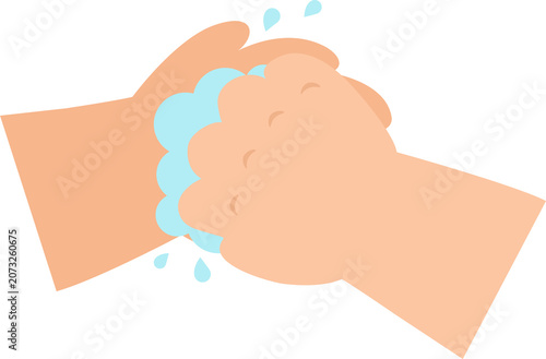 Baby Washing hands properly step 5 Rub with Back of Fingers to the Opposing Palms