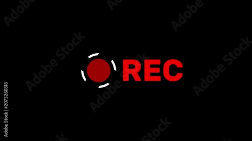 Animated REC icon overlay. Full 4K looping simple sign with clean modern text and transparent background for video editors