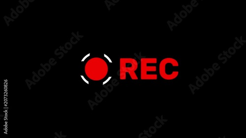Animated REC icon overlay. Full 4K looping simple sign with clean modern text and transparent background for video editors