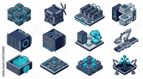 Isometric Technology and Industry Concept Art Collection.
