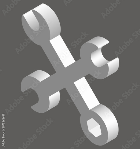 Adjustable wrench. Vector 3D isometric icon.
