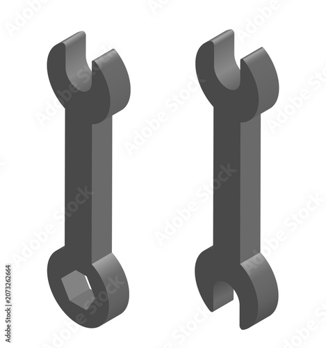 Adjustable wrench 3d icon set. Vector 3D isometric icon.