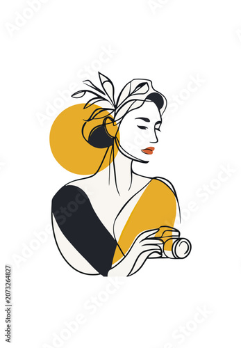 Abstract woman holding camera modern art portrait