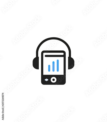 Audio player icon with headphones