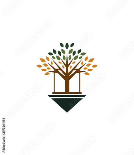 Autumn tree graphic design nature logo