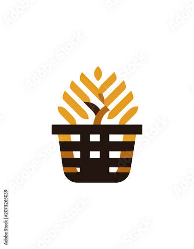 Basket of golden foods illustration