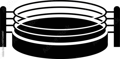 Fotografía Black and white illustration of a barrel with metal hoops and wooden slats