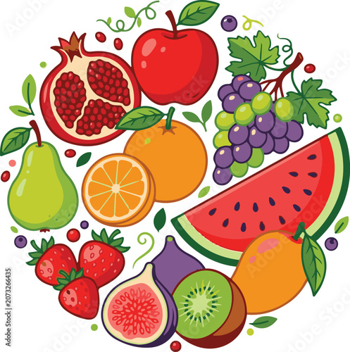  Colorful Fruit Circle Composition