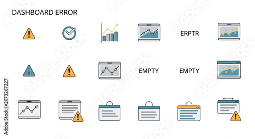 Foto Collection of dashboard error icons and warnings.
