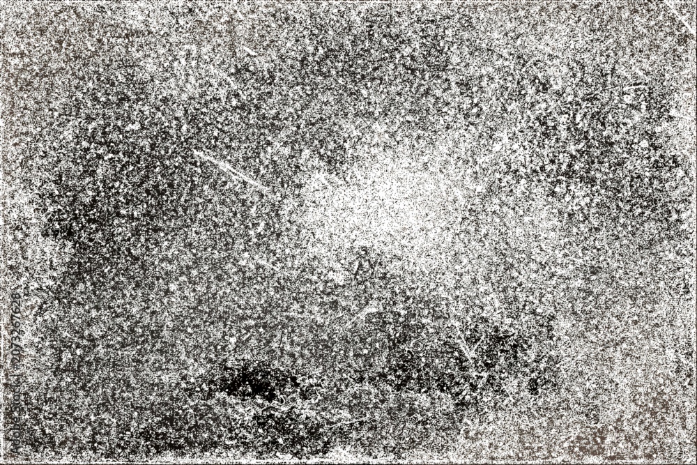 Obraz premium Distressed monochrome background texture featuring rough grainy noise patterns with dark charcoal spots and light grey weathered vintage paper effects