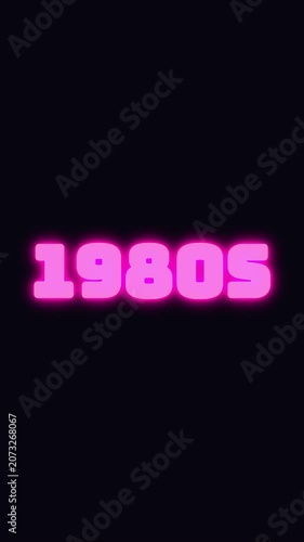 big year 1980s digits blinking with many glowing colors and old style vintage look