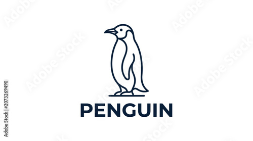 Fotografie Minimalist Penguin Logo Design