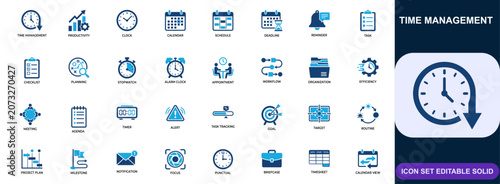Tableau sur toile Time management and productivity icon set
