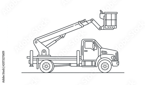 Bucket Truck Line Icon Vector Illustration