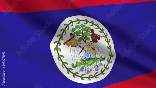 Seamless 3D video of the Belize flag fluttering in the wind looping