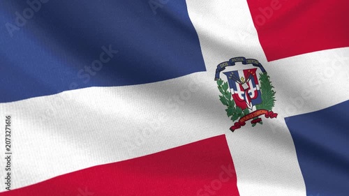 Seamless 3D video of the Dominican Republic flag fluttering in the wind looping