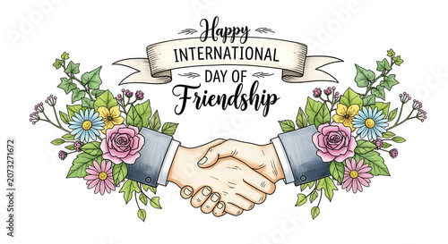 Watercolor illustration of hands handshaking for international day of friendship