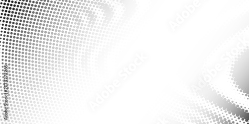 Abstract black hexagon halftone blob shape with organic fluid effect on white background.
