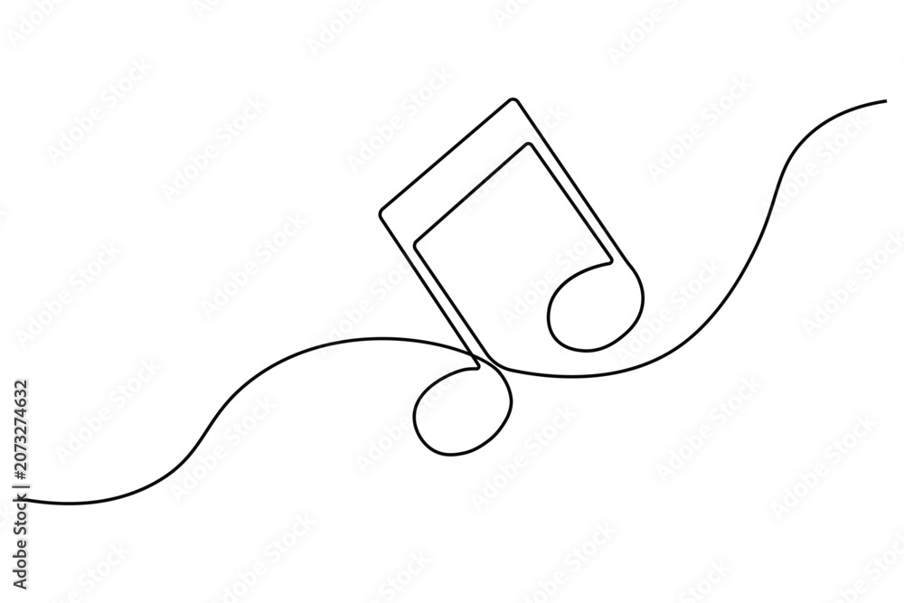 Obraz premium Musical note continuous line art illustration for elegant sound designMusical note continuous line art illustration for elegant sound design