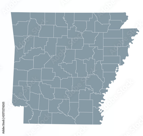 Map of Arkansas state, grey colour