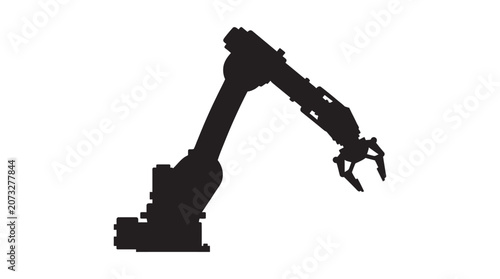 Canvastavla Robotic arm with gripper black silhouette against a white background