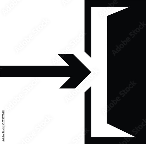 Vector icon of arrow pointing into an open doorway for entrance or login action symbols.