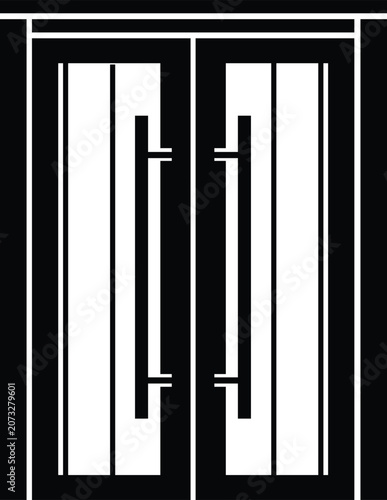 Double door icon isolated on transparent background for architectural graphic design work.