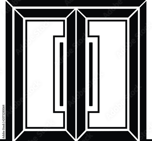 Minimalist vector illustration of double doors icon isolated on transparent background set.