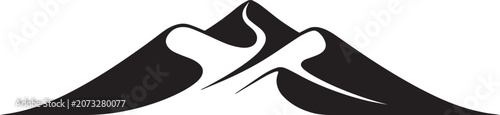 Simple vector illustration of abstract mountain peaks silhouette on transparent backdrop.