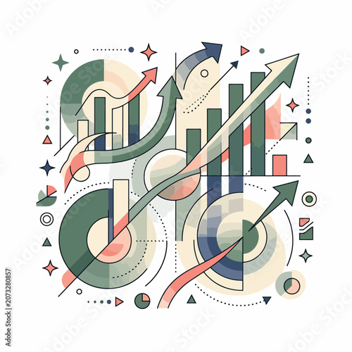 Colorful Business Growth Statistics Infographic Elements.
