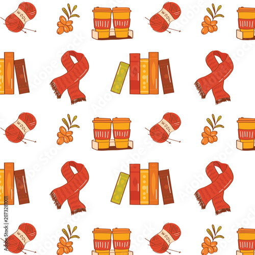 Awareness Ribbon and Books Autumn Seamless Pattern for Charity Campaigns, Education and Fall Events