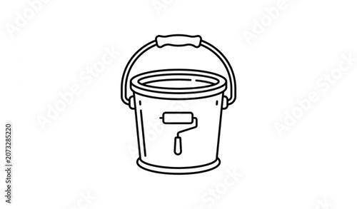 Painting and Renovation Paint Bucket Line Icon