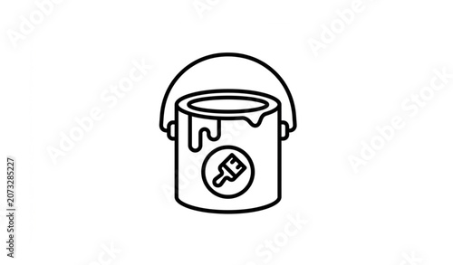 Paint Bucket Outline Icon Vector Design
