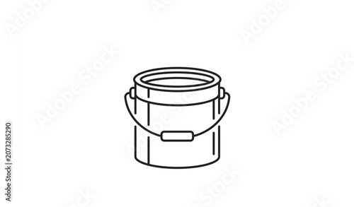 Paint Bucket Linear Icon Vector Illustration