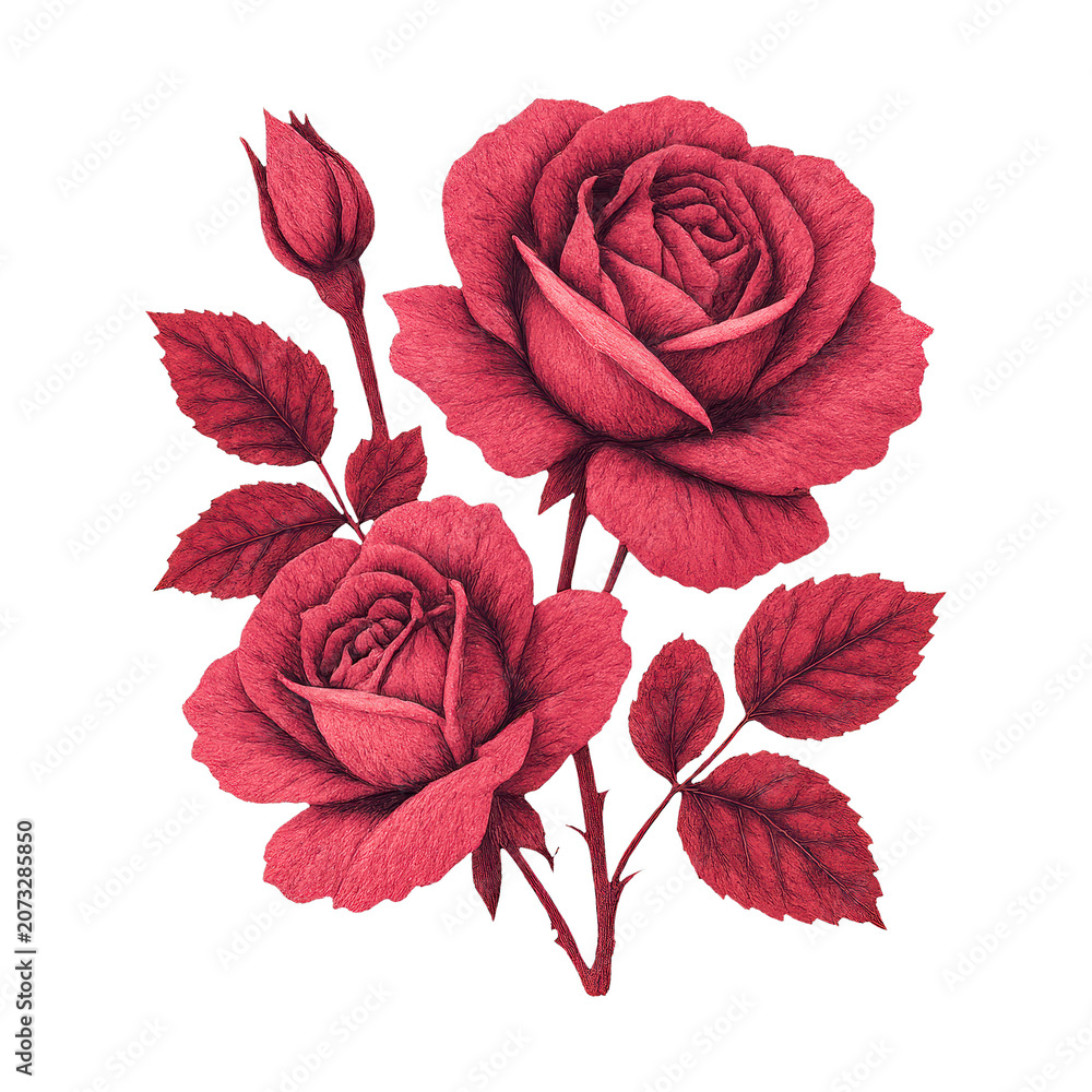 Fototapeta premium PNG Elegant red rose illustration