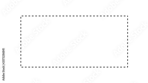 A dashed black rectangular outline on a plain white background, creating a simple border or frame for content