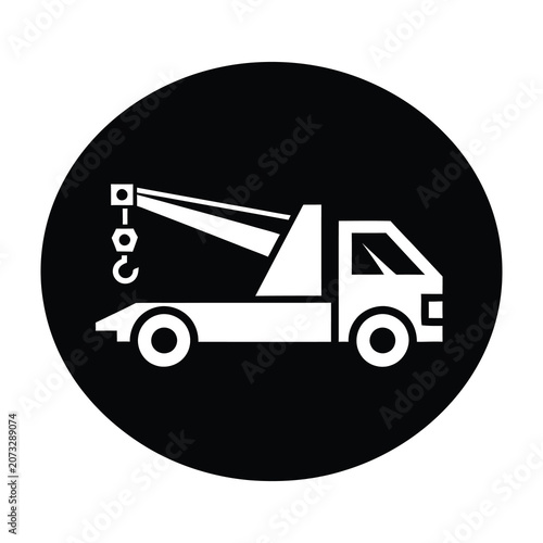 Tow truck with hook lifting car