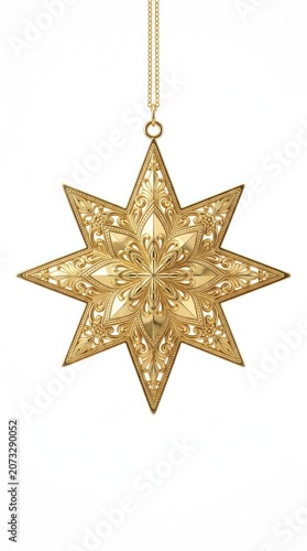 Elegant Golden Star Ornament Hanging Decoration for Festive Celebrations.